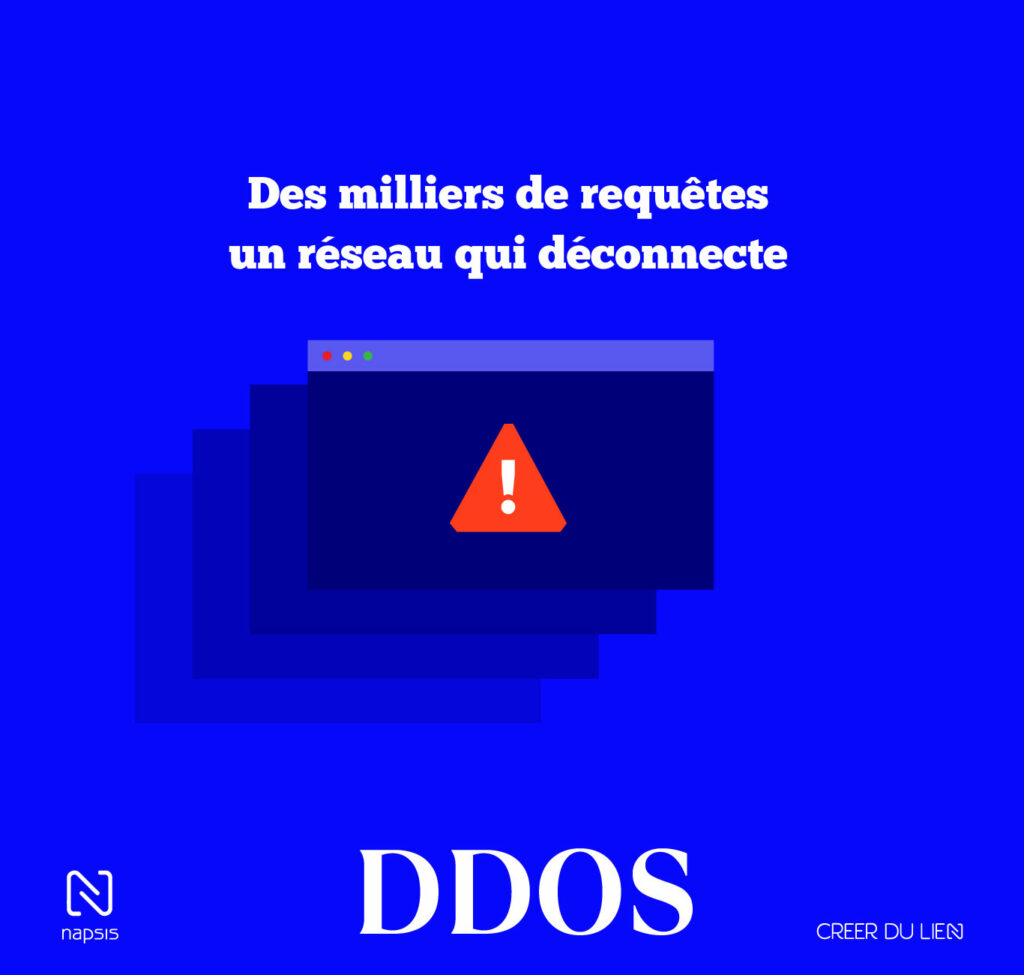 Illustration de l'afflux massif de requêtes DDoS saturant un réseau informatique