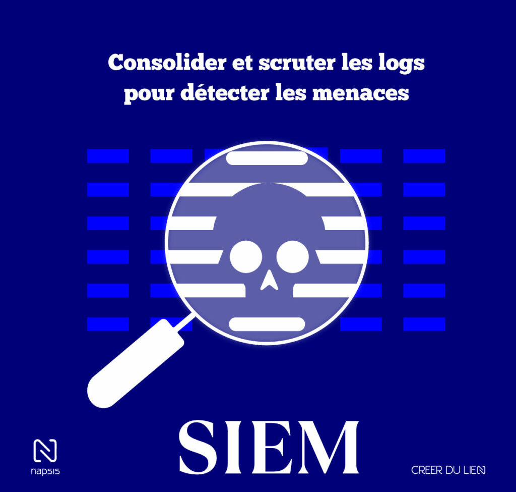 Illustration du fonctionnement d'un SIEM en cybersécurité, détection des menaces par analyse et corrélation des logs