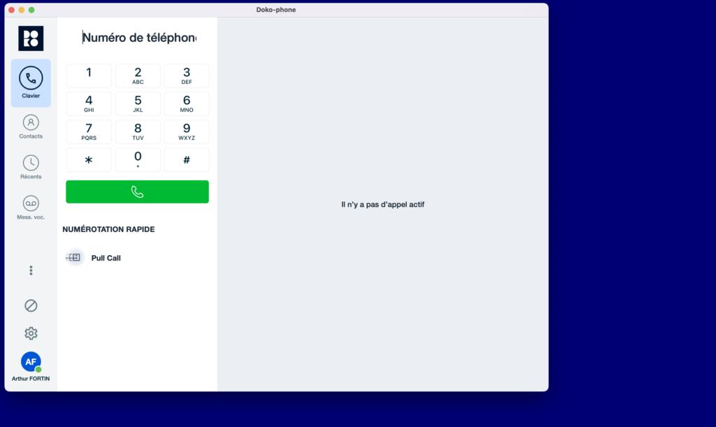 "Interface de softphone"