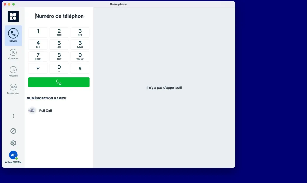 "Interface de softphone"
