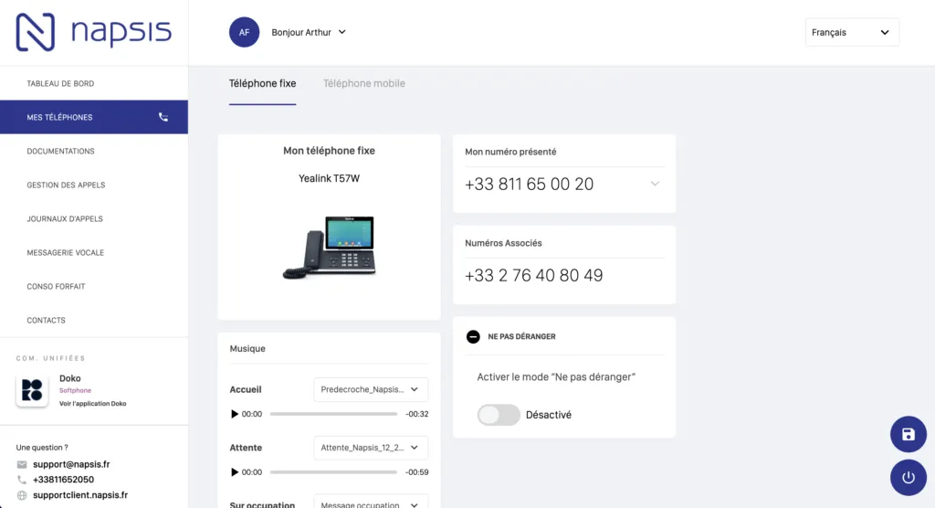 Paramétrage du softphone DOKO